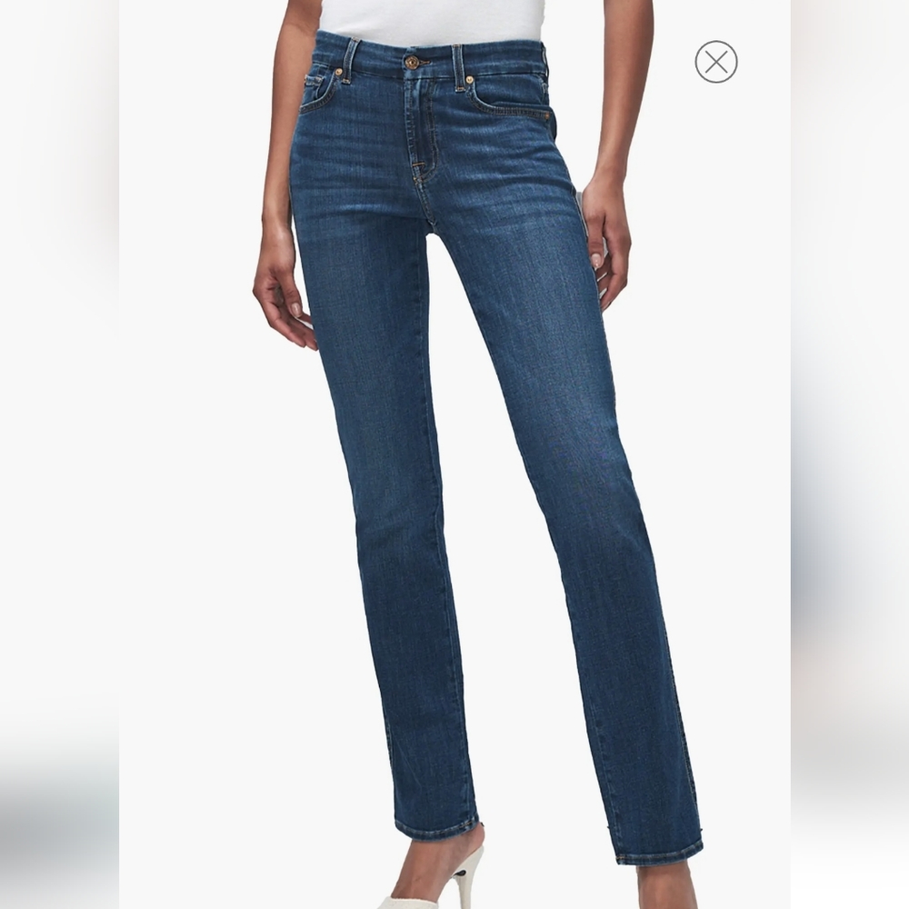 7 For All Mankind Straight Leg Jeans - Dark Blue Wash